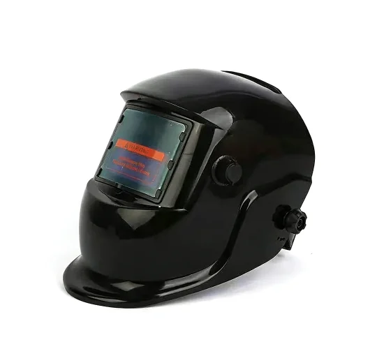 Auto-darkening laser welding helmet with 4 arc sensors and solar panel